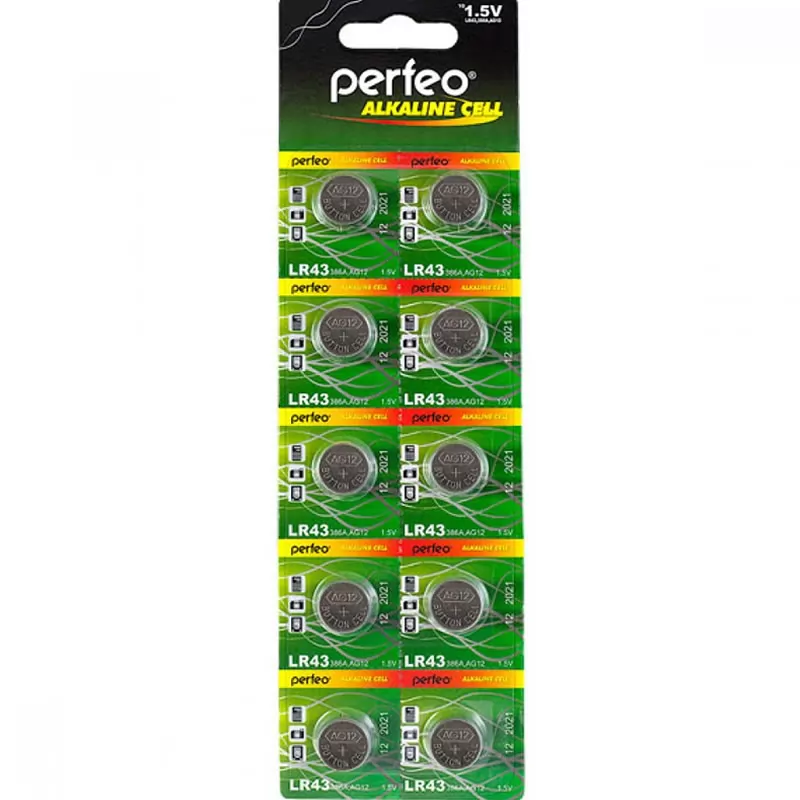Элемент питания Perfeo LR43/10BL Alkaline Cell 386A  AG12