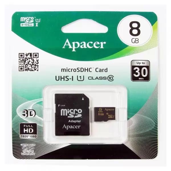 Карта памяти Apacer microSD 8GB High-Capacity (Class 10) UHS-1
