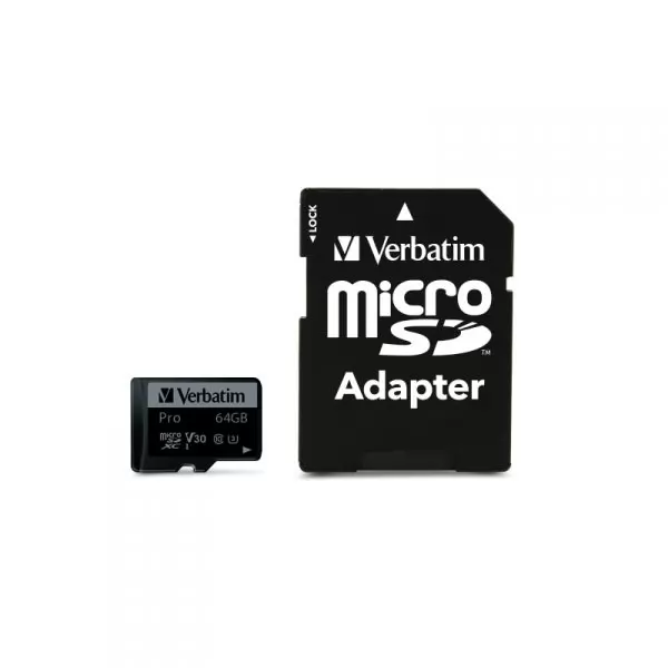 Карта памяти Verbatim microSDXC 64GB High-Capacity (Class 10) PRO