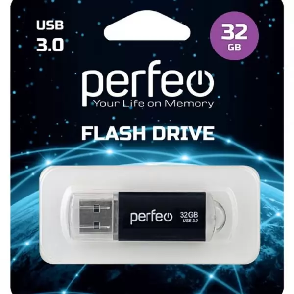 Накопитель Perfeo USB 3.0 32GB C14 Black metal series