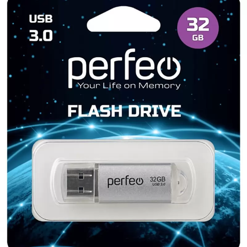Флеш Накопитель (32GB) Perfeo C14 (USB 3.0) Silver metal series Накопитель Perfeo USB 3.0 32GB C14 Silver metal series