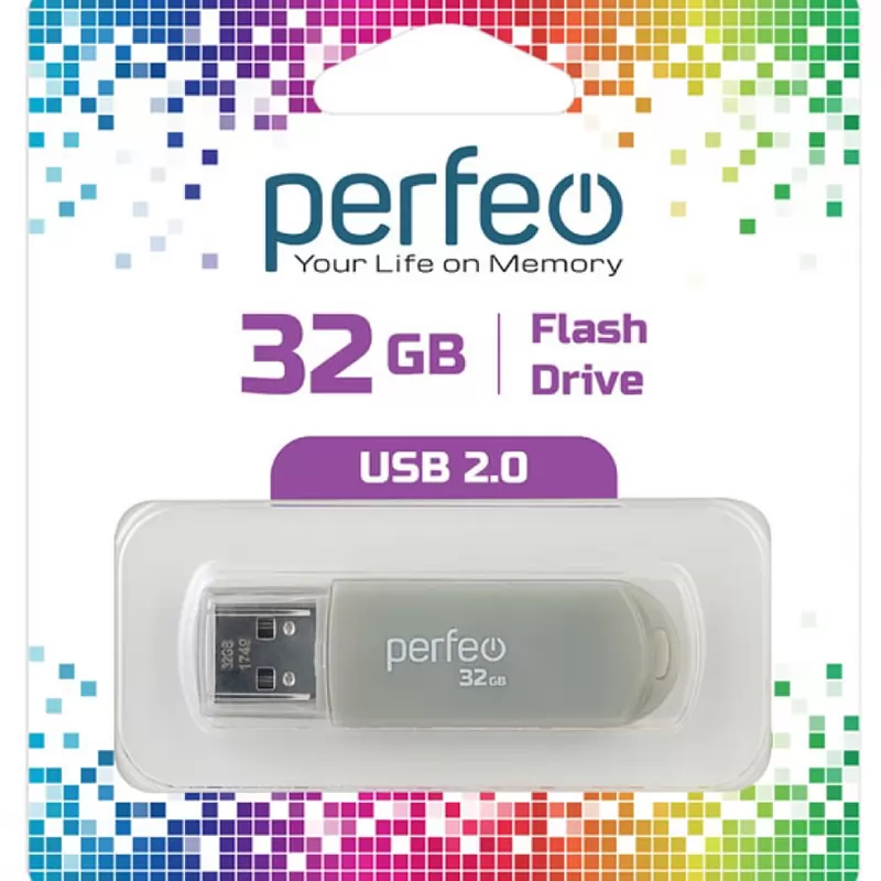 Флеш Накопитель (32GB) Perfeo C03 (USB 2.0) Grey Накопитель Perfeo USB 32GB C03 Grey