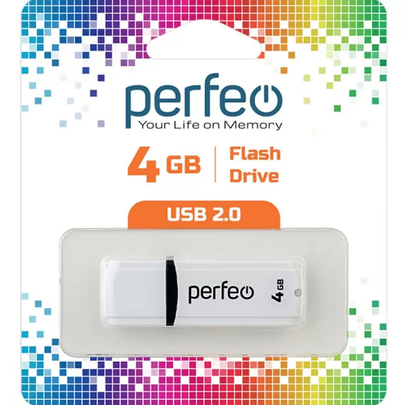 Флеш Накопитель (4GB) Perfeo C02 (USB 2.0) White Накопитель Perfeo USB 4GB C02 White