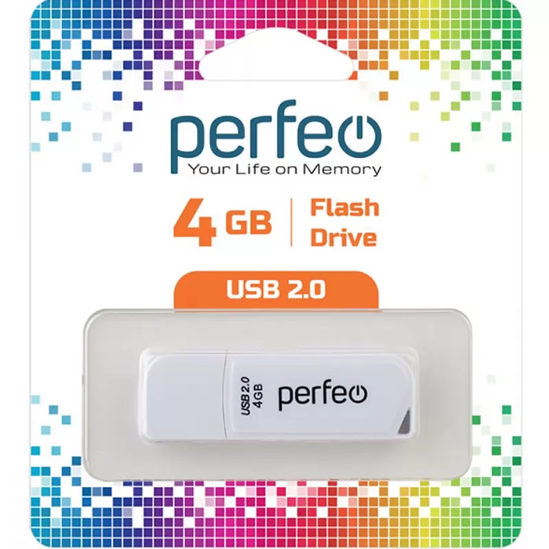 Флеш Накопитель (4GB) Perfeo C10 (USB 2.0) White Накопитель Perfeo USB 4GB C10 White