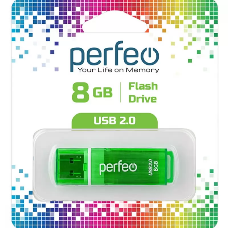 Флеш Накопитель (8GB) Perfeo C13 (USB 2.0) Green Накопитель Perfeo USB 8GB C13 Green