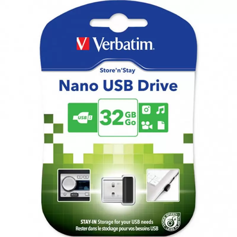 Флеш Накопитель (32GB) Verbatim Store N Stay NANO (USB2.0) Накопитель Verbatim USB 32GB Store N Stay NANO