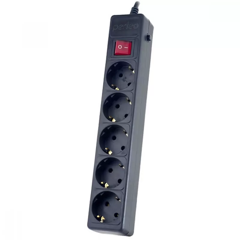 Сетевой фильтр Perfeo "POWER+" (1,8м, 5 розеток) черный