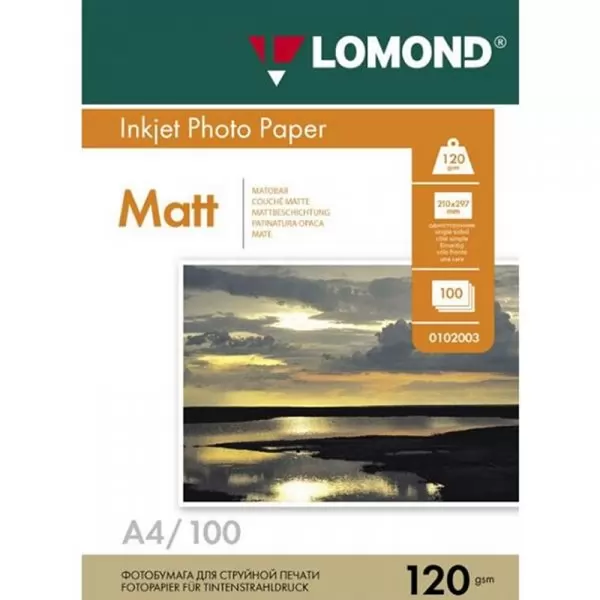 Фотобумага 120 г/м2 матовая односторонняя A4, 100 л. Lomond