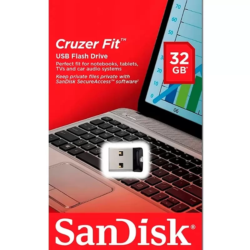 Флеш Накопитель (32GB) Sandisk Cruzer Fit (USB 2.0) черный Накопитель Sandisk USB 2.0 32GB Cruzer Fit, черный