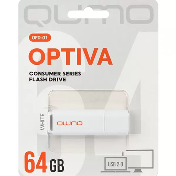Накопитель QUMO 64GB USB 2.0 Optiva 01 White