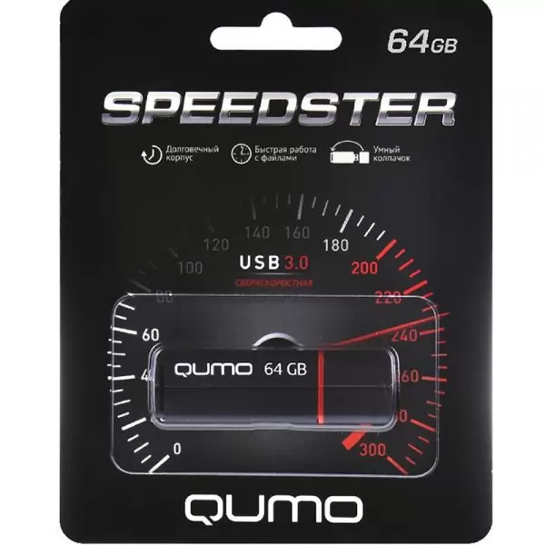 Накопитель QUMO 64GB USB 3.0 Speedster Black