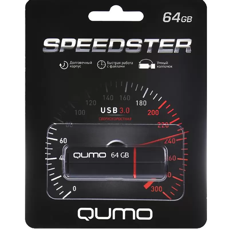Флеш Накопитель (64GB) QUMO Speedster (USB 3.0) Black Накопитель QUMO 64GB USB 3.0 Speedster Black