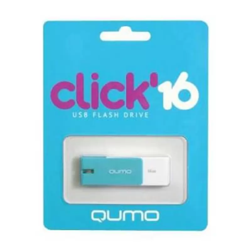 Флеш Накопитель (16GB) QUMO Click (USB 2.0) Azure Накопитель QUMO 16GB USB 2.0 Click Azure