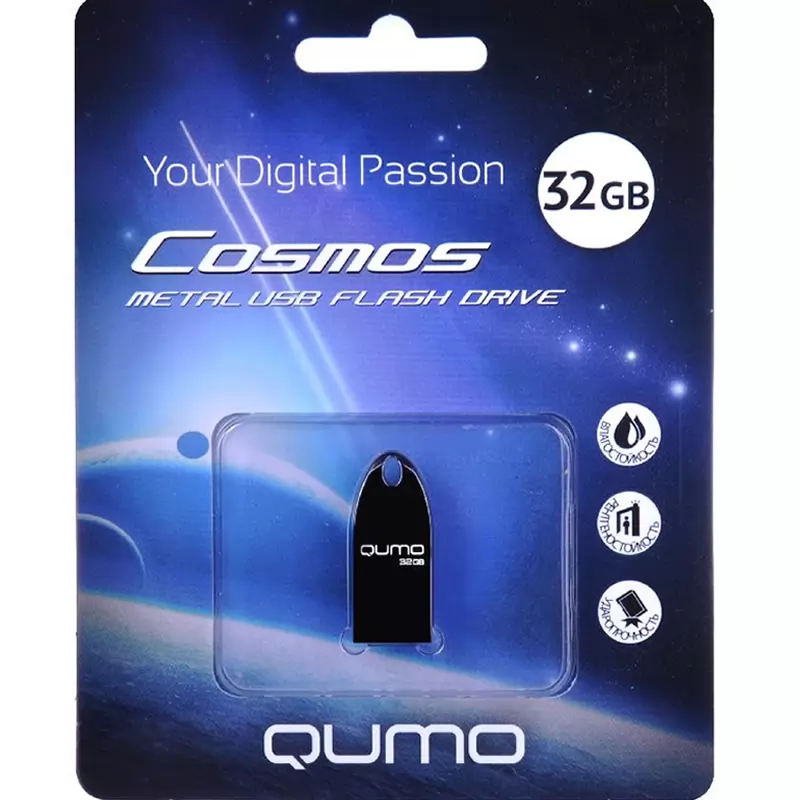 Флеш Накопитель (32GB) QUMO Cosmos (USB 2.0) Dark Накопитель QUMO 32GB USB 2.0 Cosmos Dark