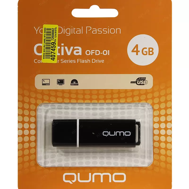 Накопитель QUMO 4GB USB 2.0 Optiva 01 Black