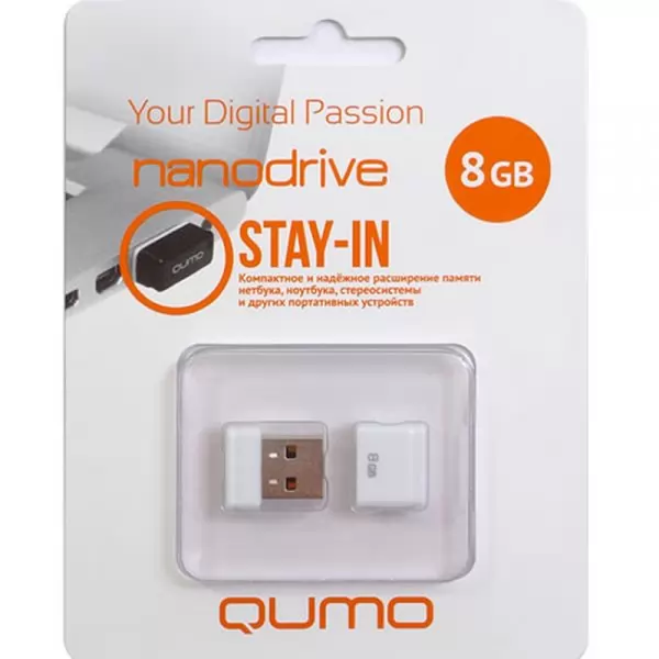 Накопитель QUMO 8GB USB 2.0 Nano White