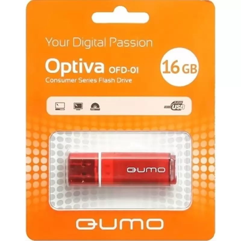 Накопитель QUMO 16GB USB 2.0 Optiva 01 Red