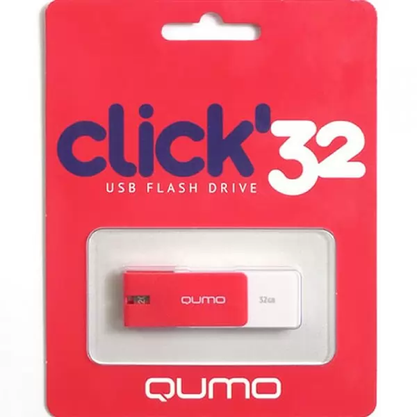Накопитель QUMO 32GB USB 2.0 Click Crimson