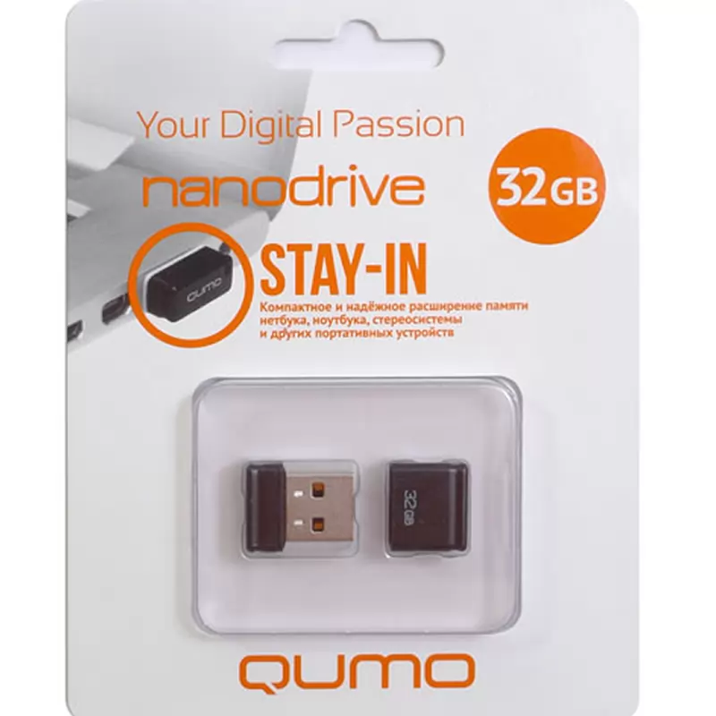 Накопитель QUMO 32GB USB 2.0 Nano Black