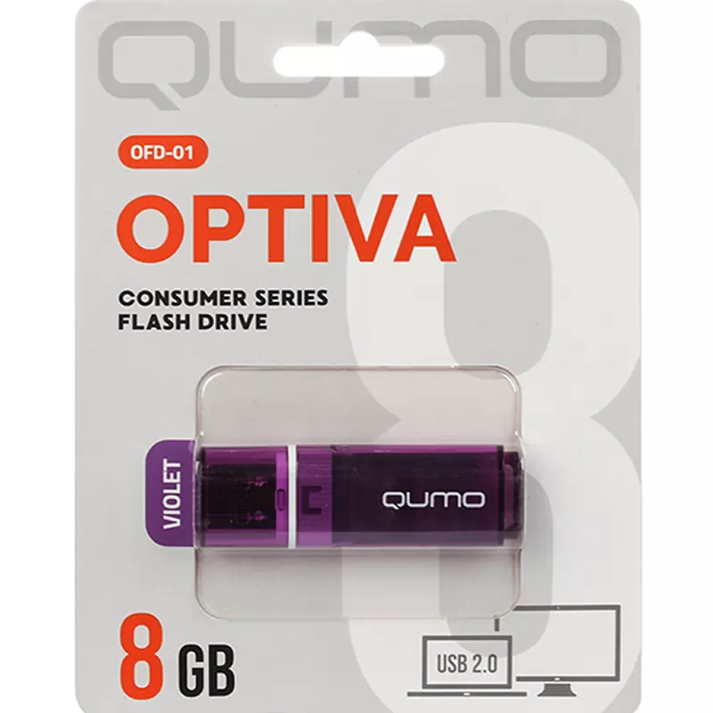 Флеш Накопитель (8GB) QUMO Optiva 01 (USB 2.0) Violet Накопитель QUMO 8GB USB 2.0 Optiva 01 Violet