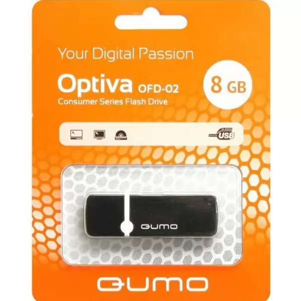 Накопитель QUMO 8GB USB 2.0 Optiva 02 Black