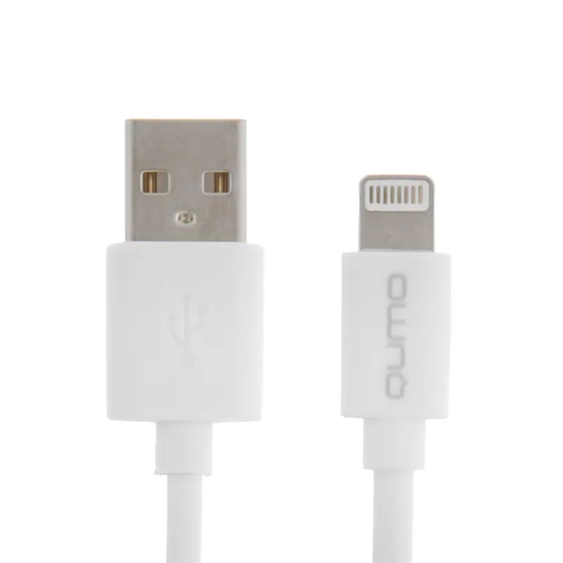 Кабель USB A(m)-->Lightning(m) QUMO (8 pin, PVC, белый) (L=1m)