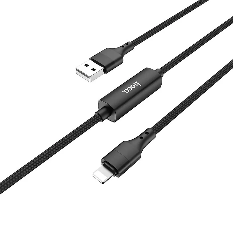 Кабель USB A(m)-->Lightning(m) Hoco S13 (черный, с таймером) L=1,2m