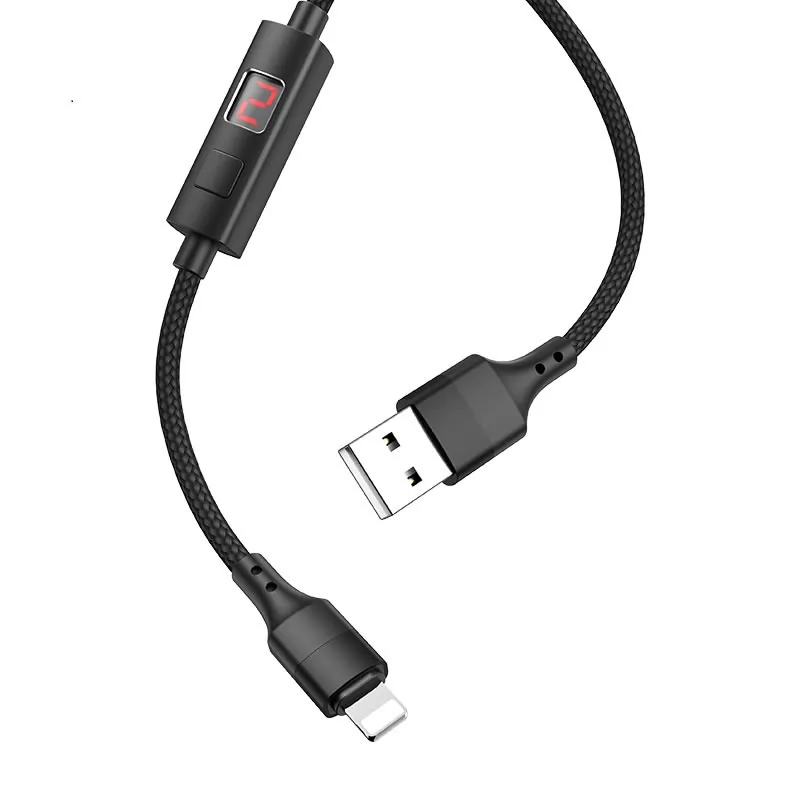 Кабель USB A(m)-->Lightning(m) Hoco S13 (черный, с таймером) L=1,2m