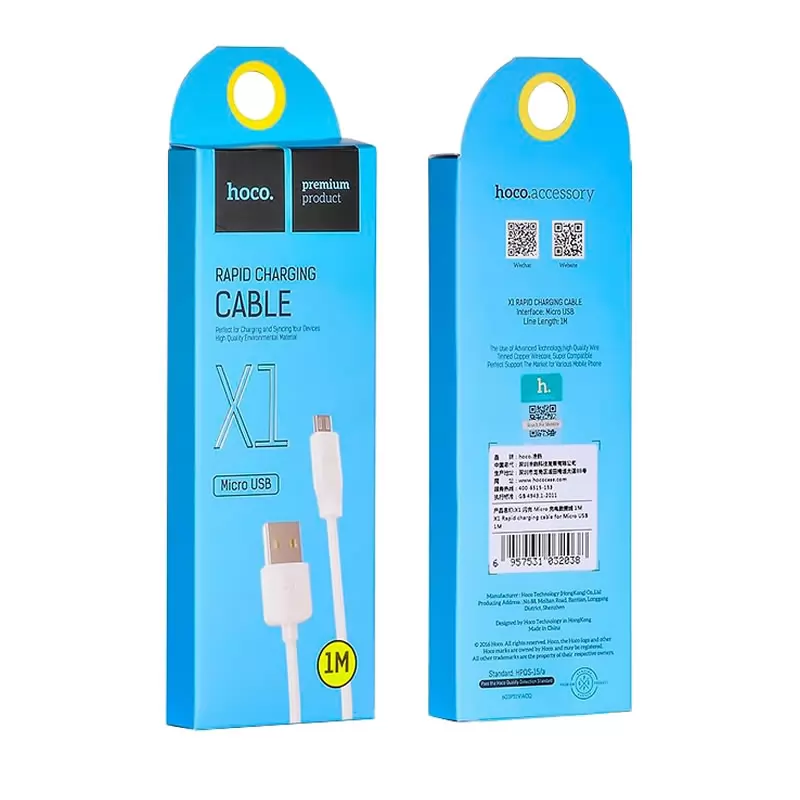 Кабель USB A(m)-->Micro B(m) Hoco X1 Rapid (белый) L=1m Кабель USB A(m)-->Micro B(m) Hoco X1 Rapid (белый) L=1m