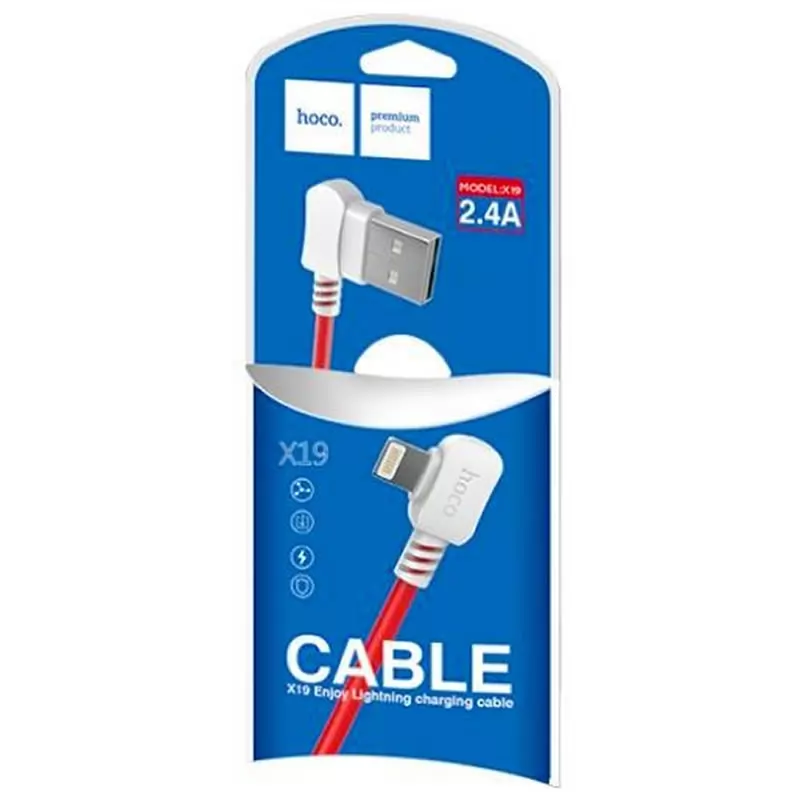 Кабель USB A(m)-->Lightning(m) Hoco X19 Enjoy (бело-красный) L=1m Кабель USB A(m)-->Lightning(m) Hoco X19 Enjoy (бело-красный) L=1m