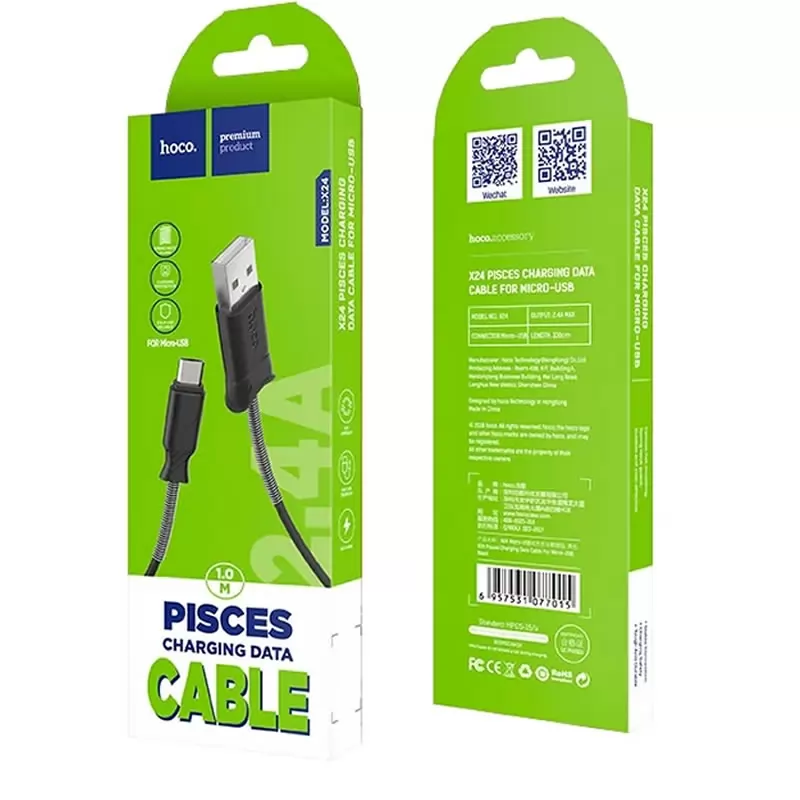 Кабель USB A(m)-->Lightning(m) Hoco X24 Pisces (черный) L=1m Кабель USB A(m)-->Lightning(m) Hoco X24 Pisces (черный) L=1m