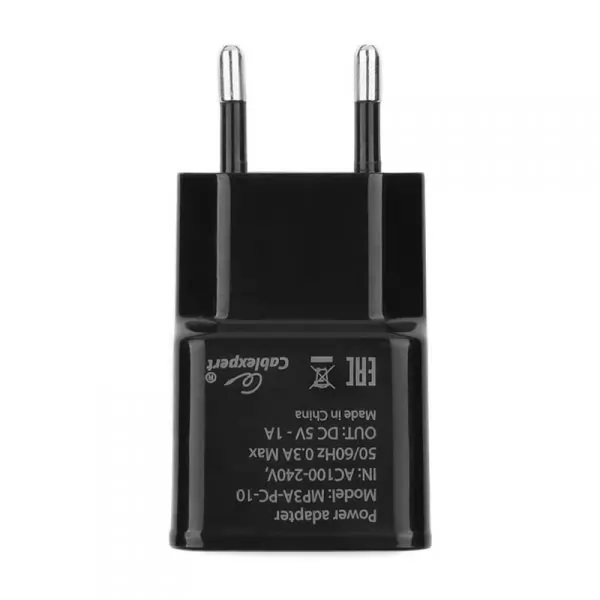 Зарядка сетевая Cablexpert MP3A-PC-10 (USB 1 порт, 1A) черный