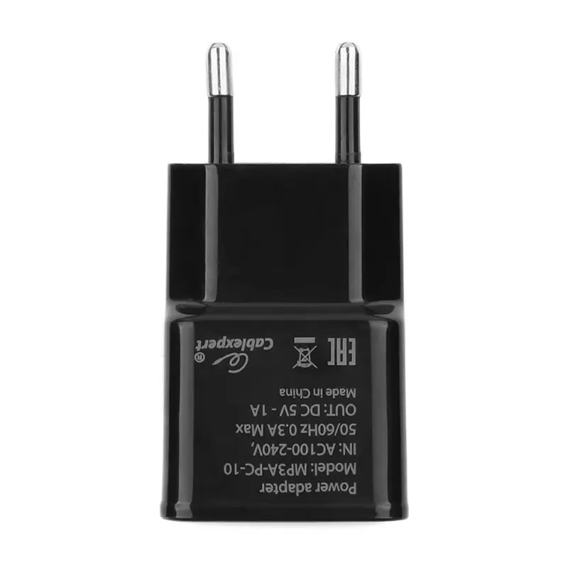 Зарядка сетевая Cablexpert MP3A-PC-10 (USB 1 порт, 1A) черный