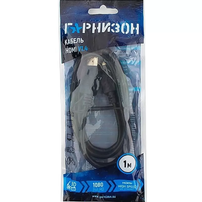 Кабель HDMI(m) - HDMI(m) Гарнизон GCC-HDMI-1M (v1.4, черный) 1м.