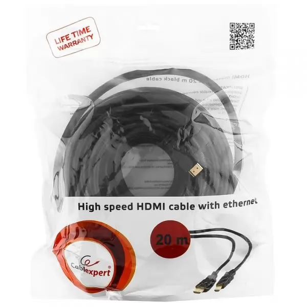 Кабель HDMI(m) - HDMI(m) Cablexpert CC-HDMI4-20M (v1.4, экран, черный) 20м.