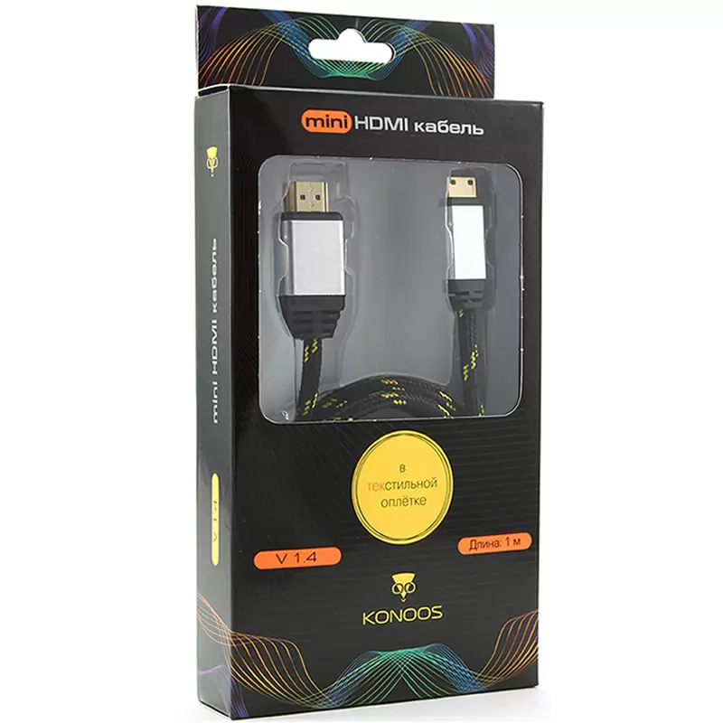 Кабель HDMI(m) - miniHDMI(m) Konoos KCP-HDMICnbk (v1.4, коробка, черный) 1м.