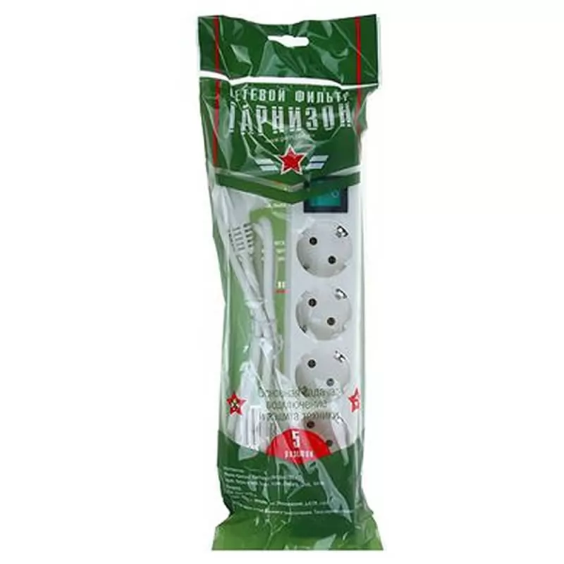 Сетевой фильтр Гарнизон ЕНLW-5 (1,4 м 5 розеток) белый Сетевой фильтр Гарнизон ЕНLW-5 (1,4 м 5 розеток) белый