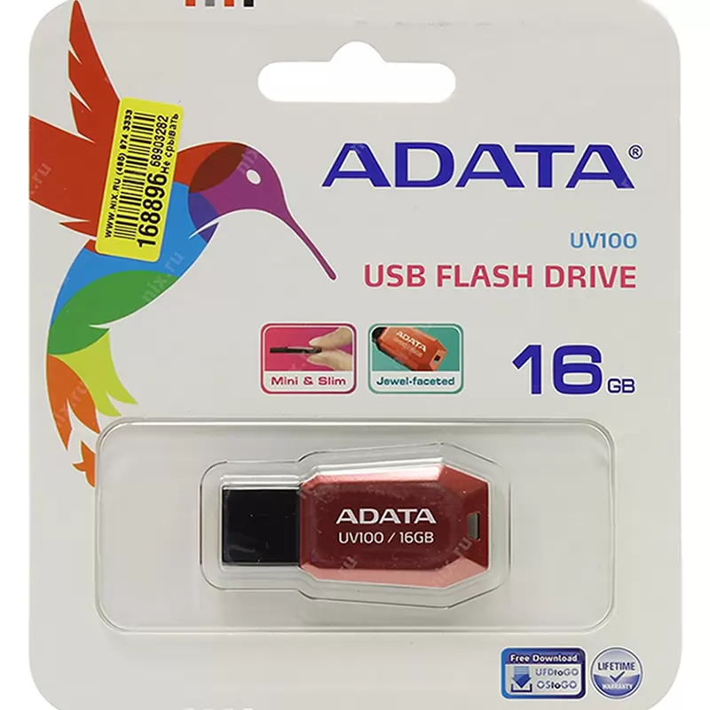 Флеш Накопитель (16GB) ADATA UV100 (USB 2.0) красный Накопитель USB 2.0 ADATA UV100 (16GB)  красный