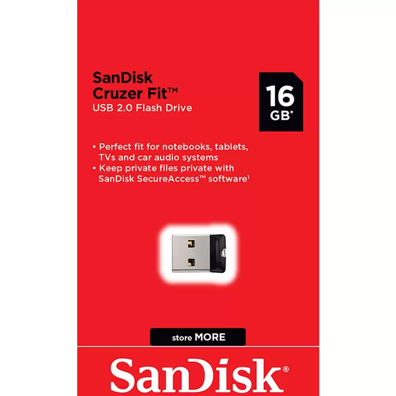 Флеш Накопитель (16GB) Sandisk Cruzer Fit (USB 2.0) черный Накопитель Sandisk USB 2.0 16GB Cruzer Fit черный