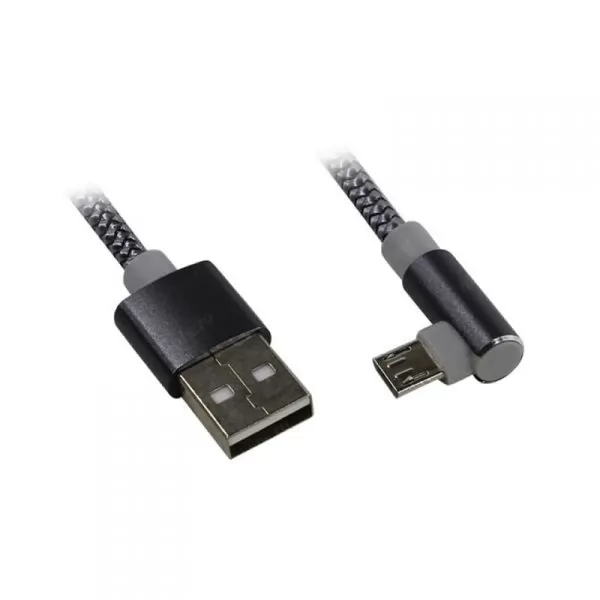 Кабель USB A(m)-->Micro B(m) Jet.A JA-DC25 (серый, в оплетке) L=1m
