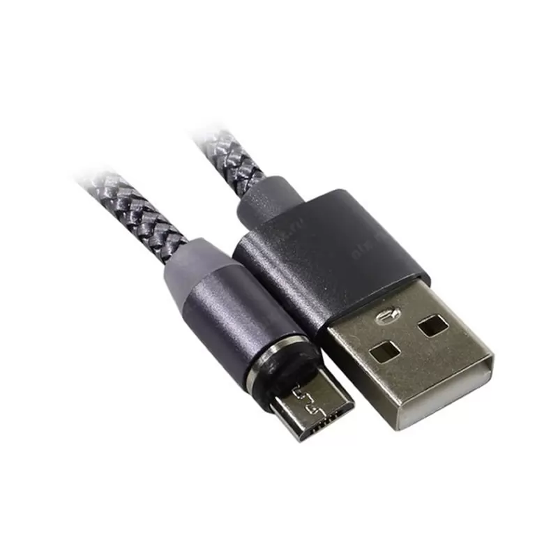 Кабель USB A(m)-->Micro B(m) Jet.A JA-DC26 (серый, в оплетке) L=1m МАГНИТНЫЙ