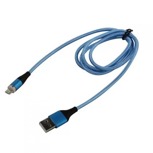 Кабель USB A(m)-->Micro B(m) Jet.A JA-DC28 (синий, в оплетке) L=1m МАГНИТНЫЙ