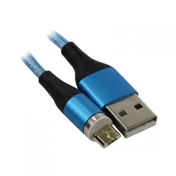 Кабель USB A(m)-->Micro B(m) Jet.A JA-DC28 (синий, в оплетке) L=1m МАГНИТНЫЙ